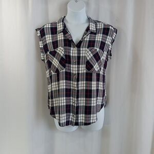 Jachs Girlfriend New York Shirt women's XL Plaid Flannel Button Up